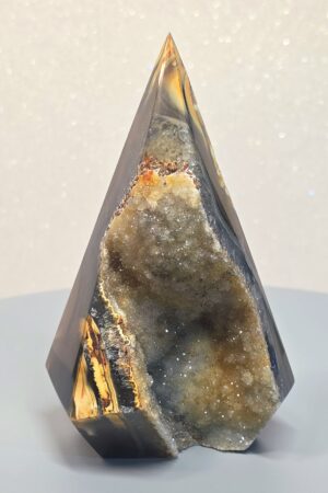 Multicolor Brazilian Druzy Agate Diamond Point Tower